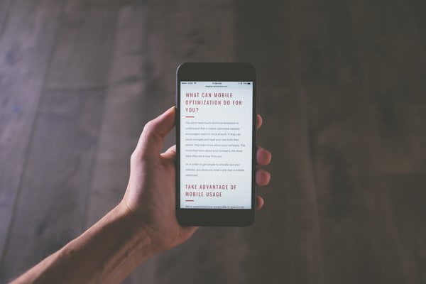 mobile friendly web design on a smartphone