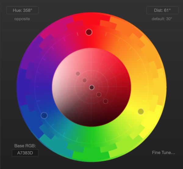 triadic color scheme on a color wheel